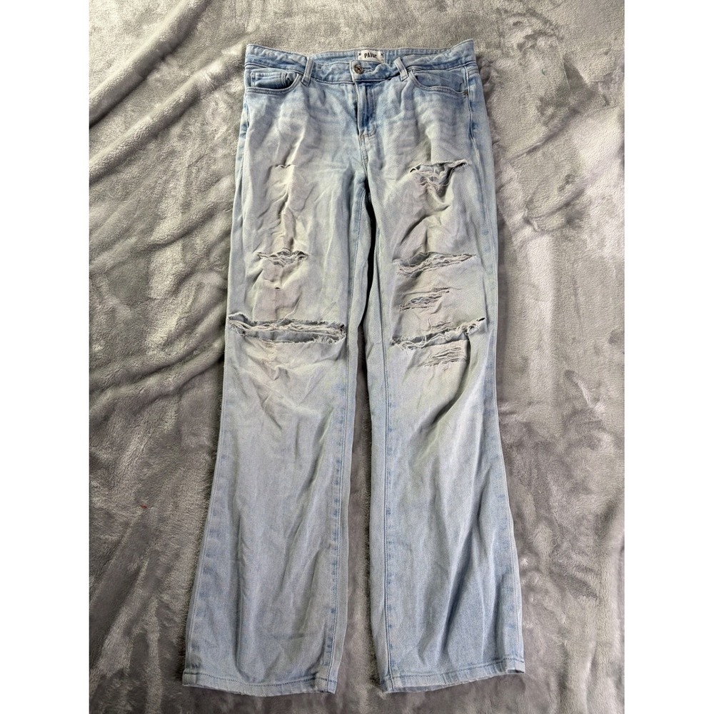 Paige Jeans Manhattan Womens Size 31 Blue Distressed Stretch Ripped